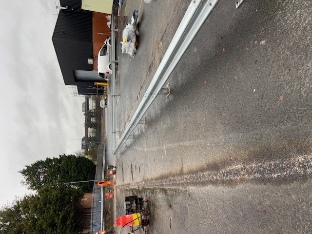 Installed Armco barrier detail