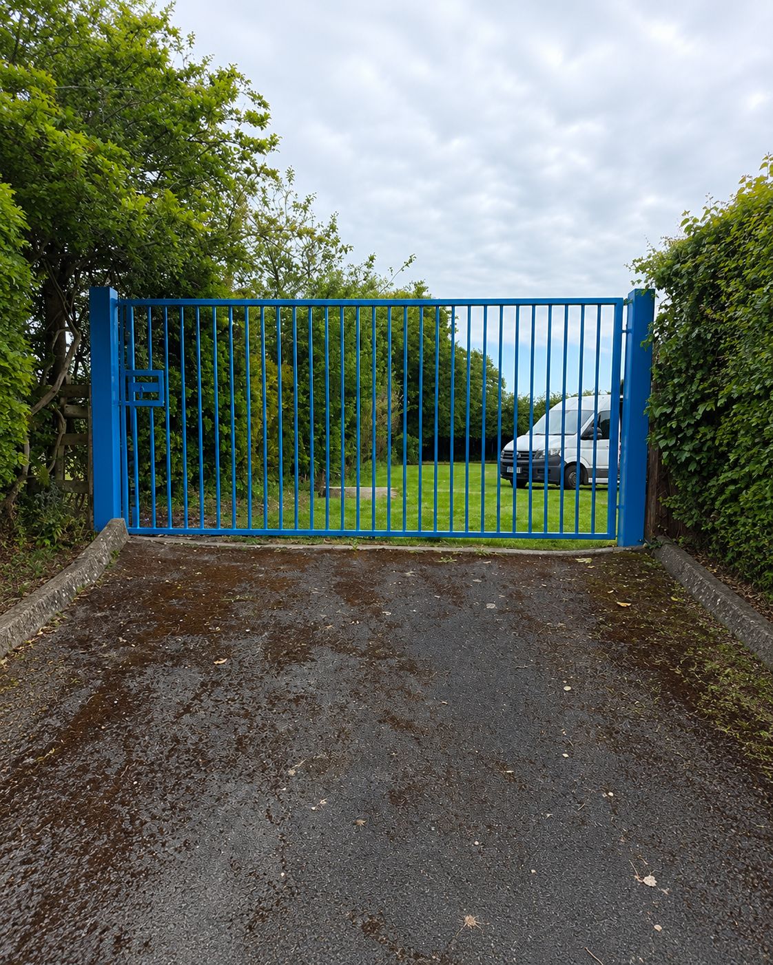 Blue educational boundary gate