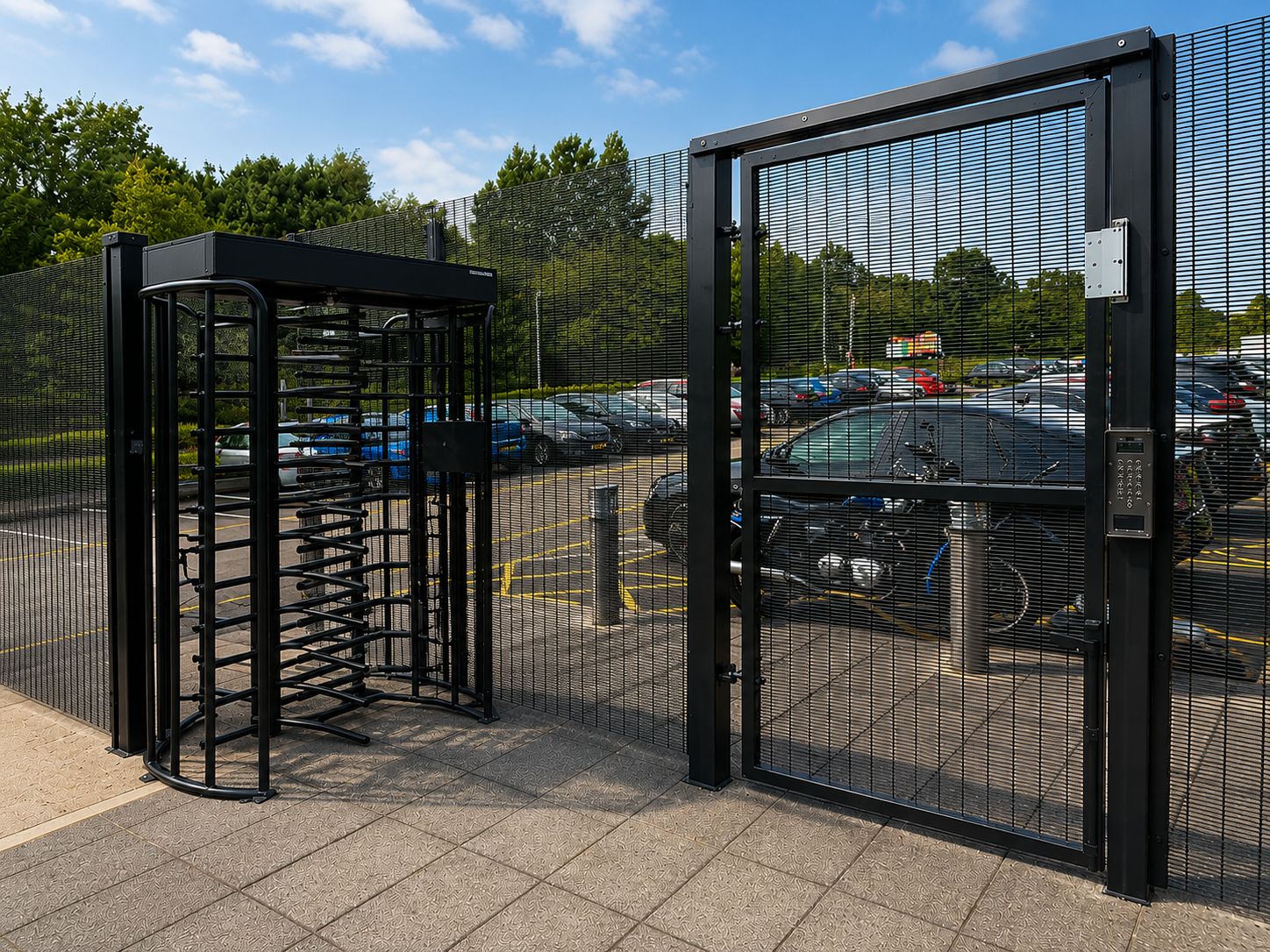 Turnstile access point in an external perimeter